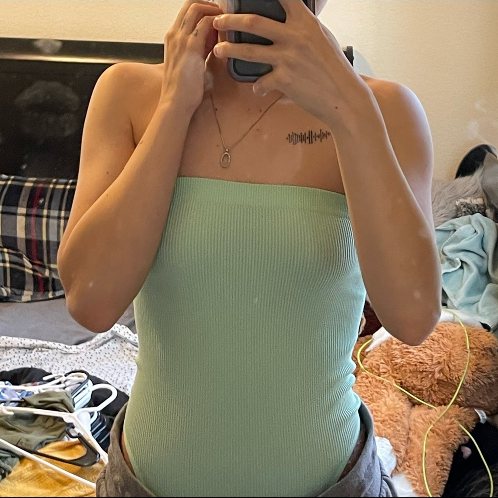 Lime Green / Teal Strapless BodySuit.